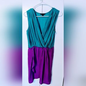 Blaque Label 100% Silk Two-Tone Slip-On Dress Women's L